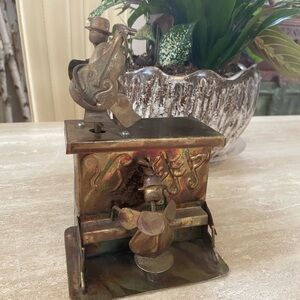 Vintage Brass Music Box Musician Pianist Violinist ( non working) DISPLAY PIECE